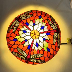 גוף תאורה עגול צמוד קיר קוטר 30 ס״מ שפיריות ירוק