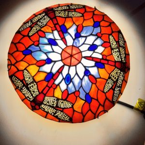 גוף תאורה שפירית כחול תכלת ויטראז׳ טיפאני 30 ס״מ צמוד קיר